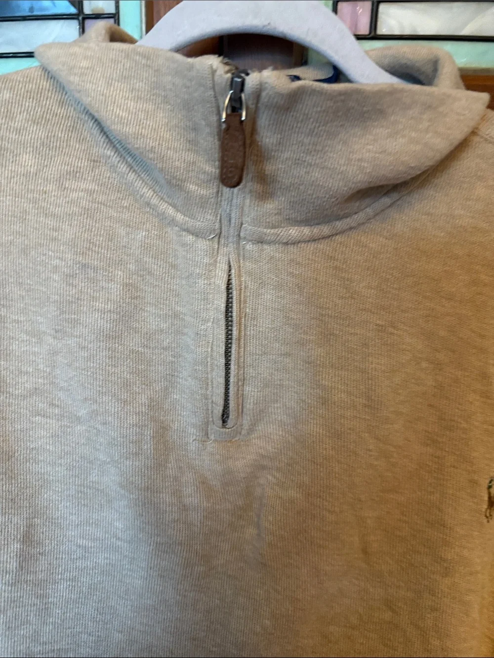 Polo by Ralph Lauren Men's Half-Zip Pullover Sweater in Light Beige
